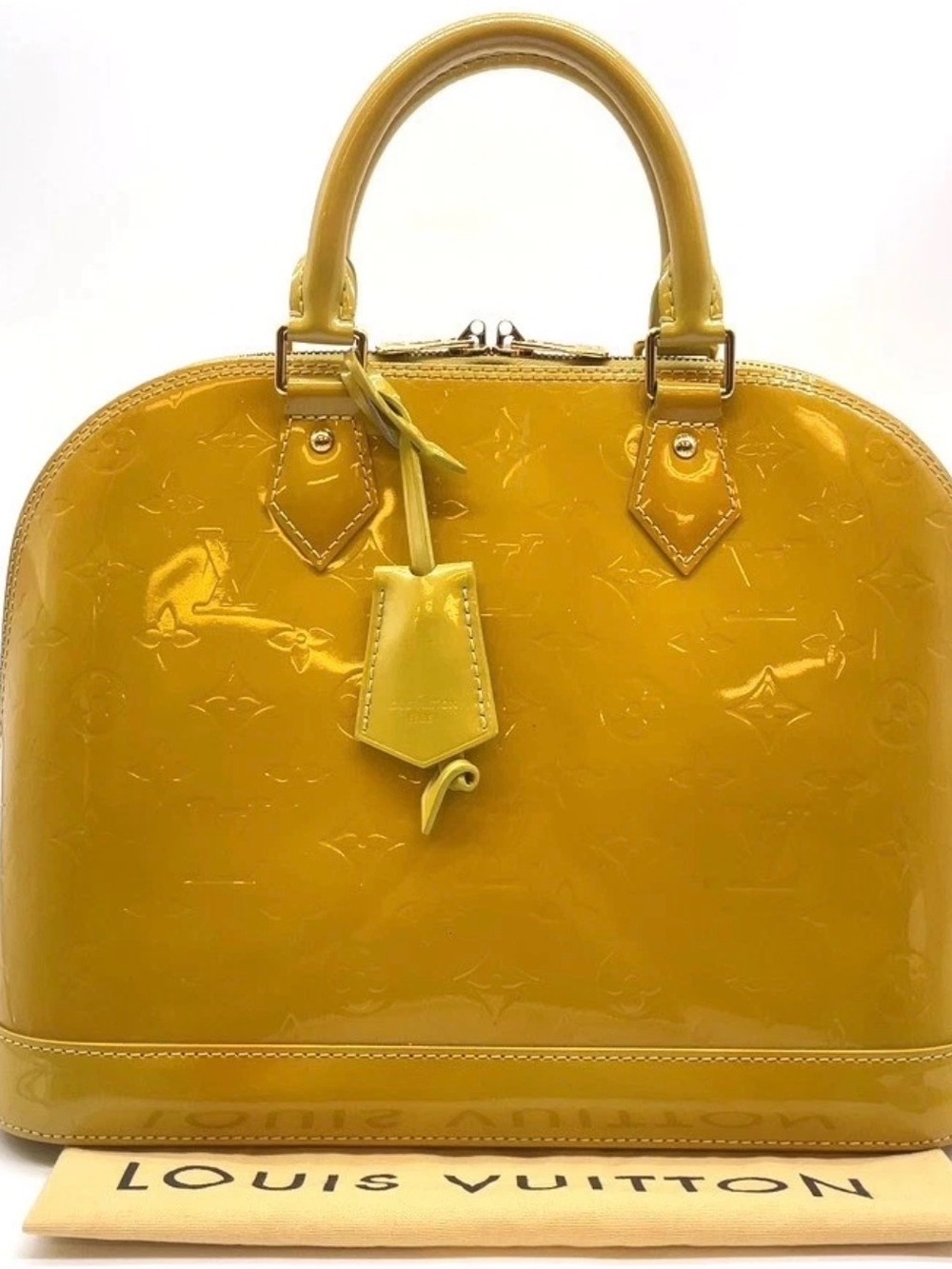Louis Vuitton Yellow Patent Vernis Alma Satchel - Picture 1 of 16